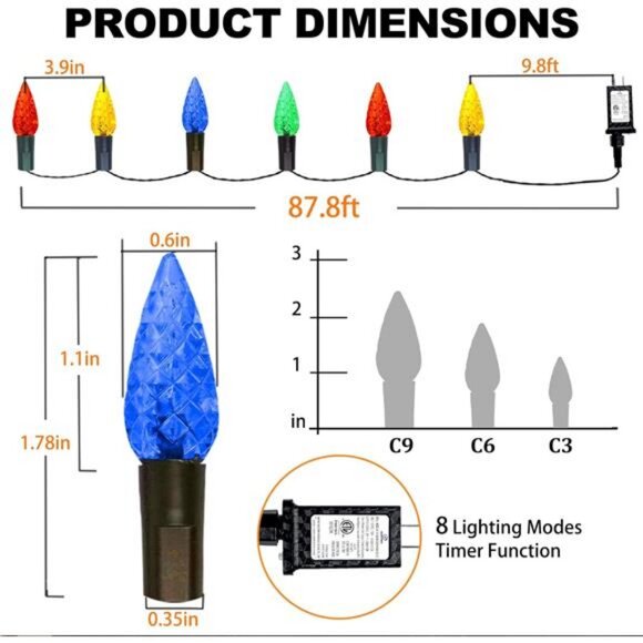 240 LED 78FT C6 Christmas String Lights, Long and Bright Fairy Lights Plug in - Picture 6 of 8